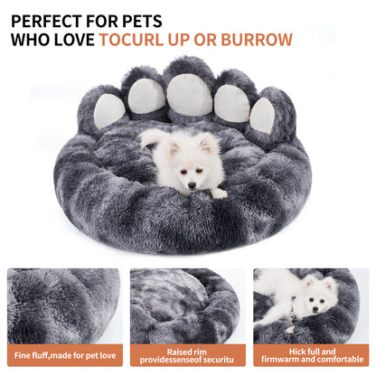 Adorable Cozy Plush, Cute Bear Paw Shape Bed For Small And Medium Dog, Indoor Cats