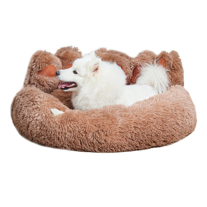 Adorable Cozy Plush, Cute Bear Paw Shape Bed For Small And Medium Dog, Indoor Cats