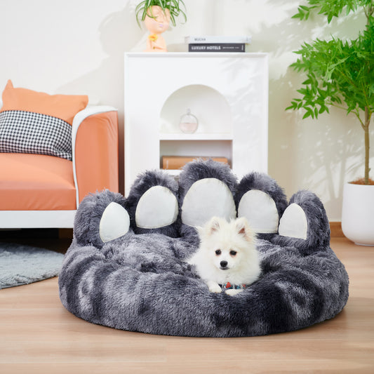 Adorable Cozy Plush, Cute Bear Paw Shape Bed For Small And Medium Dog, Indoor Cats