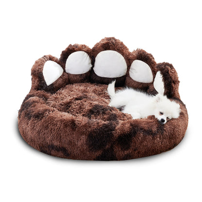 Adorable Cozy Plush, Cute Bear Paw Shape Bed For Small And Medium Dog, Indoor Cats